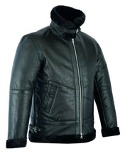 Load image into Gallery viewer, Men's Shearling Leather Black Fur B3 Aviator Jacket - RAF Bomber Jacket