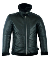 Load image into Gallery viewer, Men's Shearling Leather Black Fur B3 Aviator Jacket - RAF Bomber Jacket