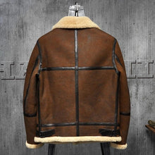Load image into Gallery viewer, Men's B3 Shearling Dark Brown Leather Jacket - Classic Style