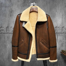 Load image into Gallery viewer, Dark Brown B3 Shearling Leather Jacket - Sheepskin Jacket