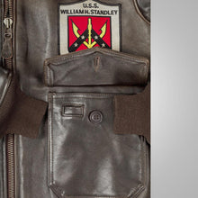 Load image into Gallery viewer, Leather flight bomber jacket