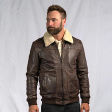 Load image into Gallery viewer, Vintage Brown Leather Bomber Jacket