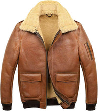 Load image into Gallery viewer, Camel Brown A2 Shearling Aviator Jacket