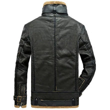 Load image into Gallery viewer, Mens Black Shearling Sheepskin Biker Leather Jacket