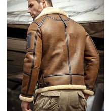 Load image into Gallery viewer, Mens Brown B3 Flight Sheepskin Aviator Winter Coat