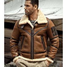 Load image into Gallery viewer, Men's B3 Lambskin Aviator Jacket - B3 Sheepskin Coat