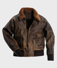 Load image into Gallery viewer, Distressed Brown Flight Bomber Jacket