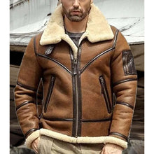 Load image into Gallery viewer, Mens Shearling Jacket B3 Flight Sheepskin Aviator Winter Coat