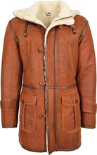 Load image into Gallery viewer, Men's Sheepskin Hooded Duffle Coat - Sheepskin Coat with Hood