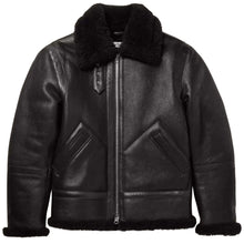 Load image into Gallery viewer, B3 Black Sheepskin Shearling Bomber Jacket - Sheepskin Coat