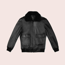 Load image into Gallery viewer, G-1 Black Leather Bomber Jacket

