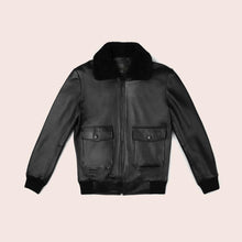 Load image into Gallery viewer, G-1 Black Leather Bomber Jacket