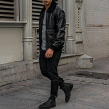 Load image into Gallery viewer, Mens Black G-1 Flight Leather Bomber Jacket