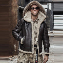 Load image into Gallery viewer, Men's B3 RAF Shearling Jacket with Hood