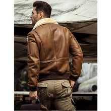Load image into Gallery viewer, Men's Brown B3 Airforce Shearling Bomber Jacket
