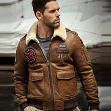 Load image into Gallery viewer, Men's Brown B3 Airforce Shearling Bomber Jacket