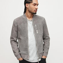 Load image into Gallery viewer, Grey Suede Leather Bomber Jacket