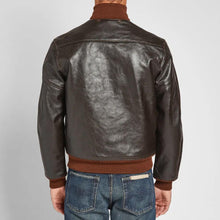 Load image into Gallery viewer, Men&#39;s Vintage A-1 Brown Leather Flight Bomber Jacket
