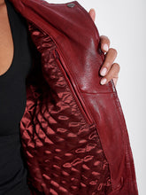 Load image into Gallery viewer, New Women's Red Genuine Leather Biker Jacket