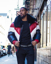 Load image into Gallery viewer, Men V Bomber Jacket - Multi Color Red/White/Blue