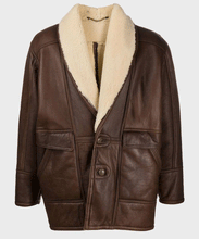 Load image into Gallery viewer, Vintage Brown Shearling Leather Jacket