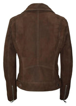 Load image into Gallery viewer, Vintage Women's Brown Casual Biker Lambskin Leather Jacket