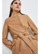 Load image into Gallery viewer, Women’s Trendy Tan Beige Sheepskin Leather Blazer With Belt