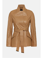 Load image into Gallery viewer, Women’s Trendy Tan Beige Sheepskin Leather Blazer With Belt