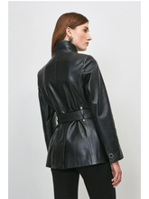 Load image into Gallery viewer, Women’s Trendy Black Sheepskin Leather Blazer With Belt