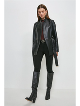 Load image into Gallery viewer, Women’s Trendy Black Sheepskin Leather Blazer With Belt