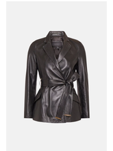 Load image into Gallery viewer, Women’s Trendy Black Sheepskin Leather Blazer With Belt