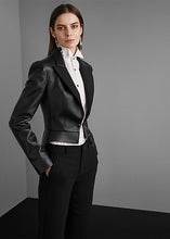 Load image into Gallery viewer, Women’s Black Sheepskin Leather Tuxedo Blazer