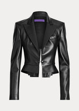 Load image into Gallery viewer, Women’s Black Sheepskin Leather Tuxedo Blazer