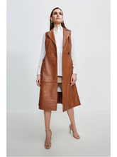 Load image into Gallery viewer, Women’s Sleeveless Tan Brown Sheepskin Leather Trench