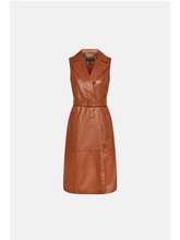 Load image into Gallery viewer, Women’s Sleeveless Tan Brown Sheepskin Leather Trench