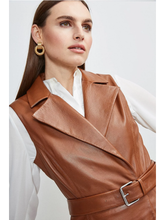Load image into Gallery viewer, Women’s Sleeveless Tan Brown Sheepskin Leather Trench