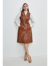 Load image into Gallery viewer, Women’s Sleeveless Tan Brown Sheepskin Leather Trench