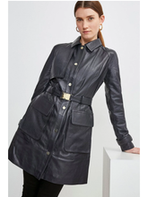 Load image into Gallery viewer, Women’s Black Sheepskin Leather Perforated Trucker Coat