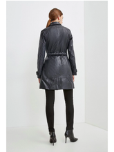 Load image into Gallery viewer, Women’s Black Sheepskin Leather Perforated Trucker Coat