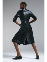 Load image into Gallery viewer, Women’s Black Sheepskin Genuine Leather Trench Coat With Belt