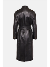 Load image into Gallery viewer, Women’s Black Sheepskin Genuine Leather Trench Coat With Belt