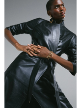 Load image into Gallery viewer, Women’s Black Sheepskin Genuine Leather Trench Coat With Belt