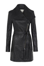 Load image into Gallery viewer, Women’s Black Sheepskin Leather Trench Coat
