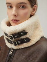 Load image into Gallery viewer, Women’s Dark Brown Leather Shearling Coat Jacket