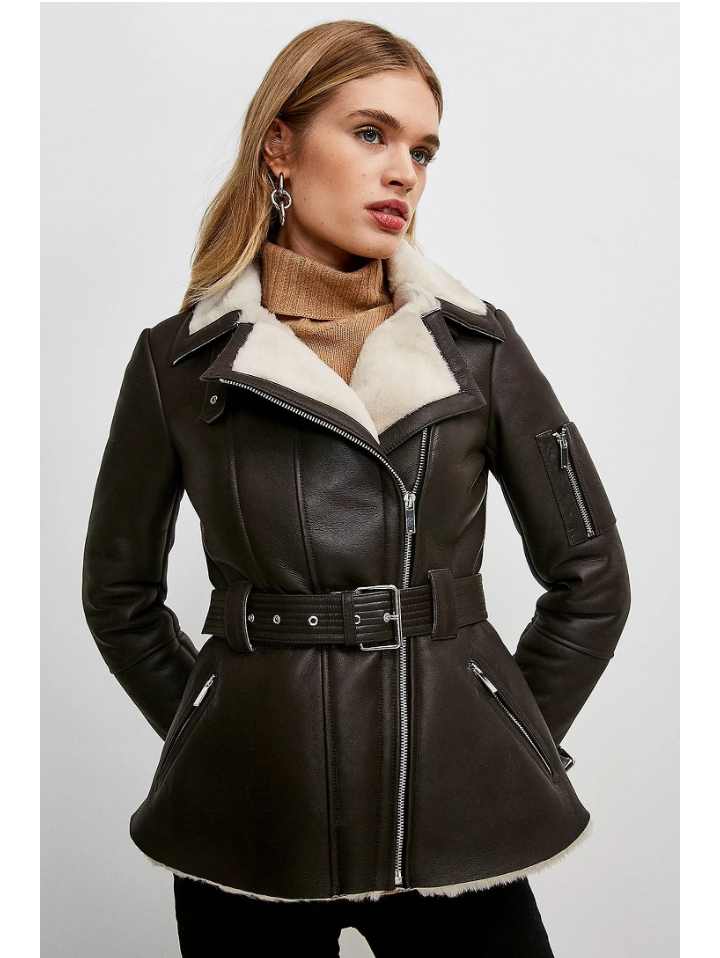 Faux leather and shearling jacket best sale