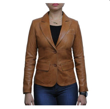 Load image into Gallery viewer, Women’s Tan Brown Sheepskin Leather Blazer