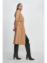 Load image into Gallery viewer, Women’s Tan Beige Sheepskin Leather Trench Coat With Belt
