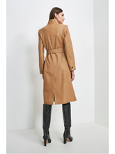 Load image into Gallery viewer, Women’s Tan Beige Sheepskin Leather Trench Coat With Belt