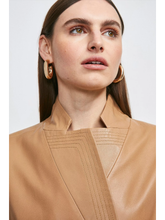 Load image into Gallery viewer, Women’s Tan Beige Sheepskin Leather Trench Coat With Belt