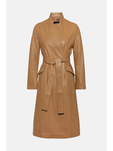Load image into Gallery viewer, Women’s Tan Beige Sheepskin Leather Trench Coat With Belt